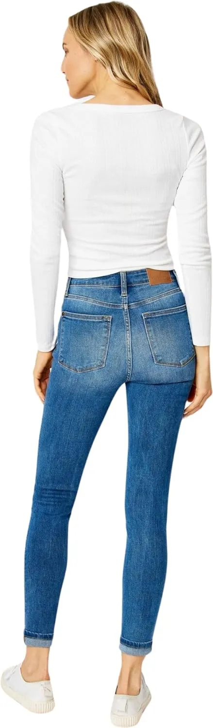 Judy Blue Women's High-Rise Cuffed Hem Skinny Jeans