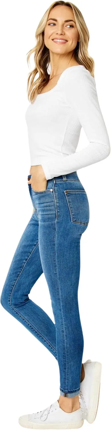 Judy Blue Women's High-Rise Cuffed Hem Skinny Jeans