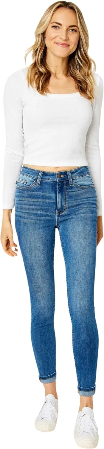 Judy Blue Women's High-Rise Cuffed Hem Skinny Jeans