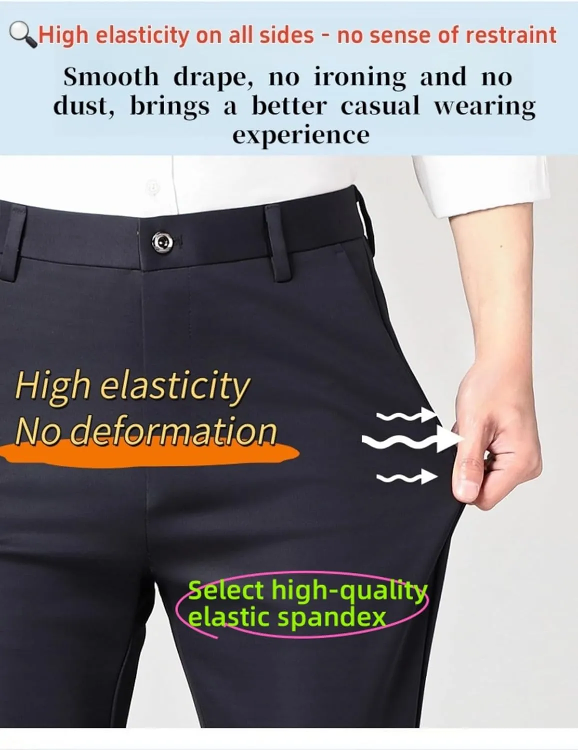 Julidostore Pants, Glideactive - Men's Active Khaki Pants, Men's Stretch Tailored Fit Suit Pant, Men Slim Dress Pant