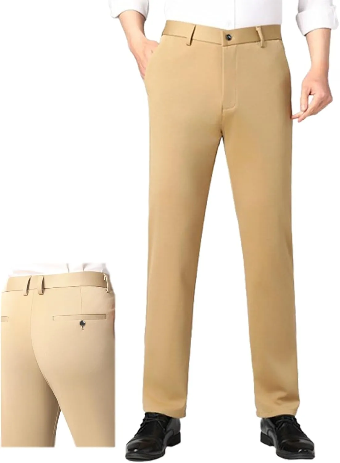 Julidostore Pants, Glideactive - Men's Active Khaki Pants, Men's Stretch Tailored Fit Suit Pant, Men Slim Dress Pant