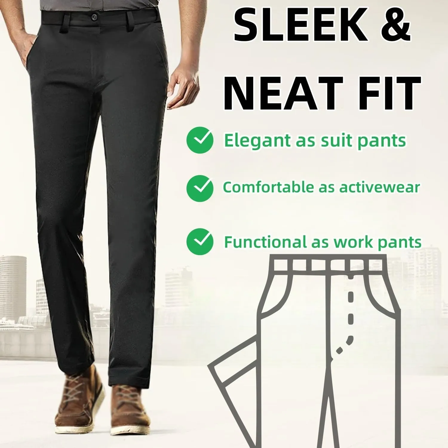 Julidostore Pants, Glideactive - Men's Active Khaki Pants, Men's Stretch Tailored Fit Suit Pant, Men Slim Dress Pant