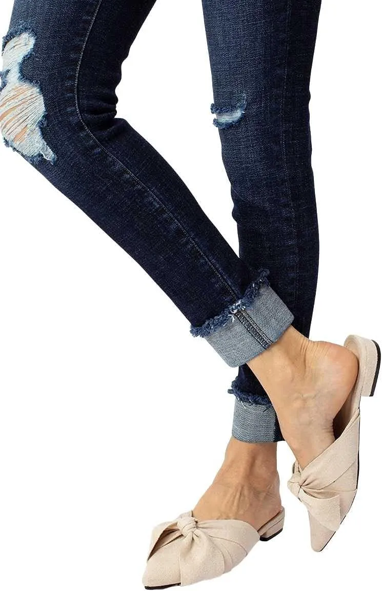 Kancan Women's High Rise Distressed Cuffed Ankle Skinny Jeans - KC7299