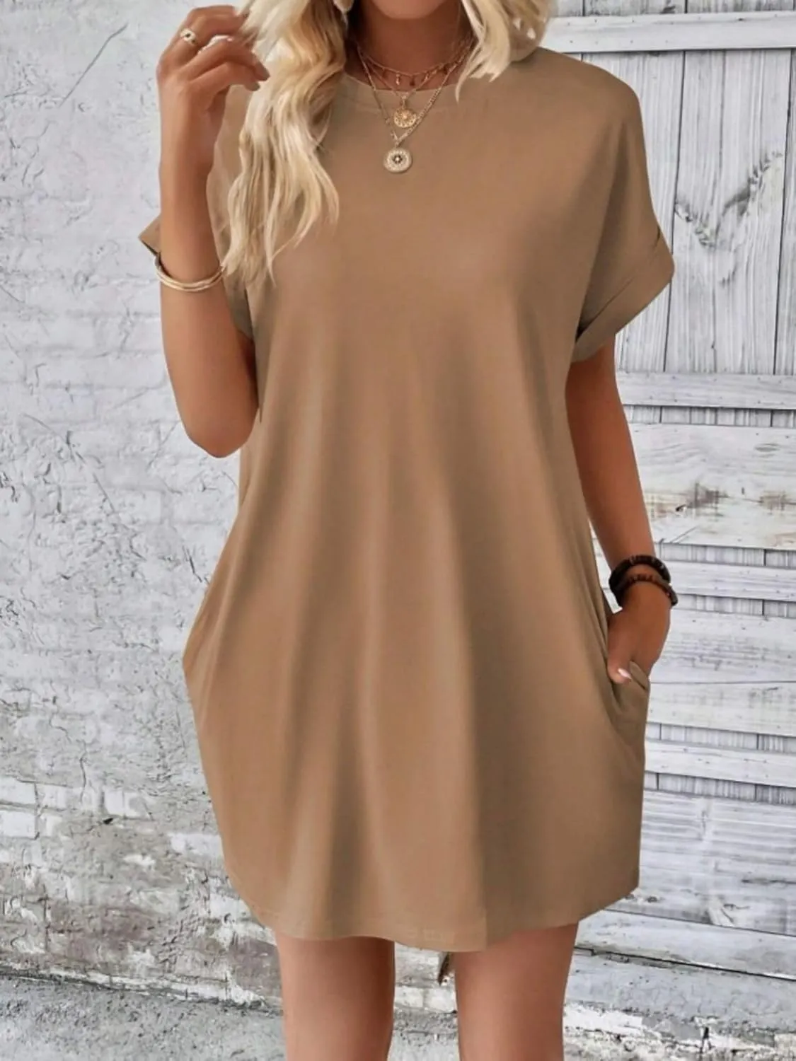Kubbon Womens Casual Summer T Shirt Dress Short Sleeve Swing Midi Dresses Loose Flowy Dress Tunic Dresses with Pockets