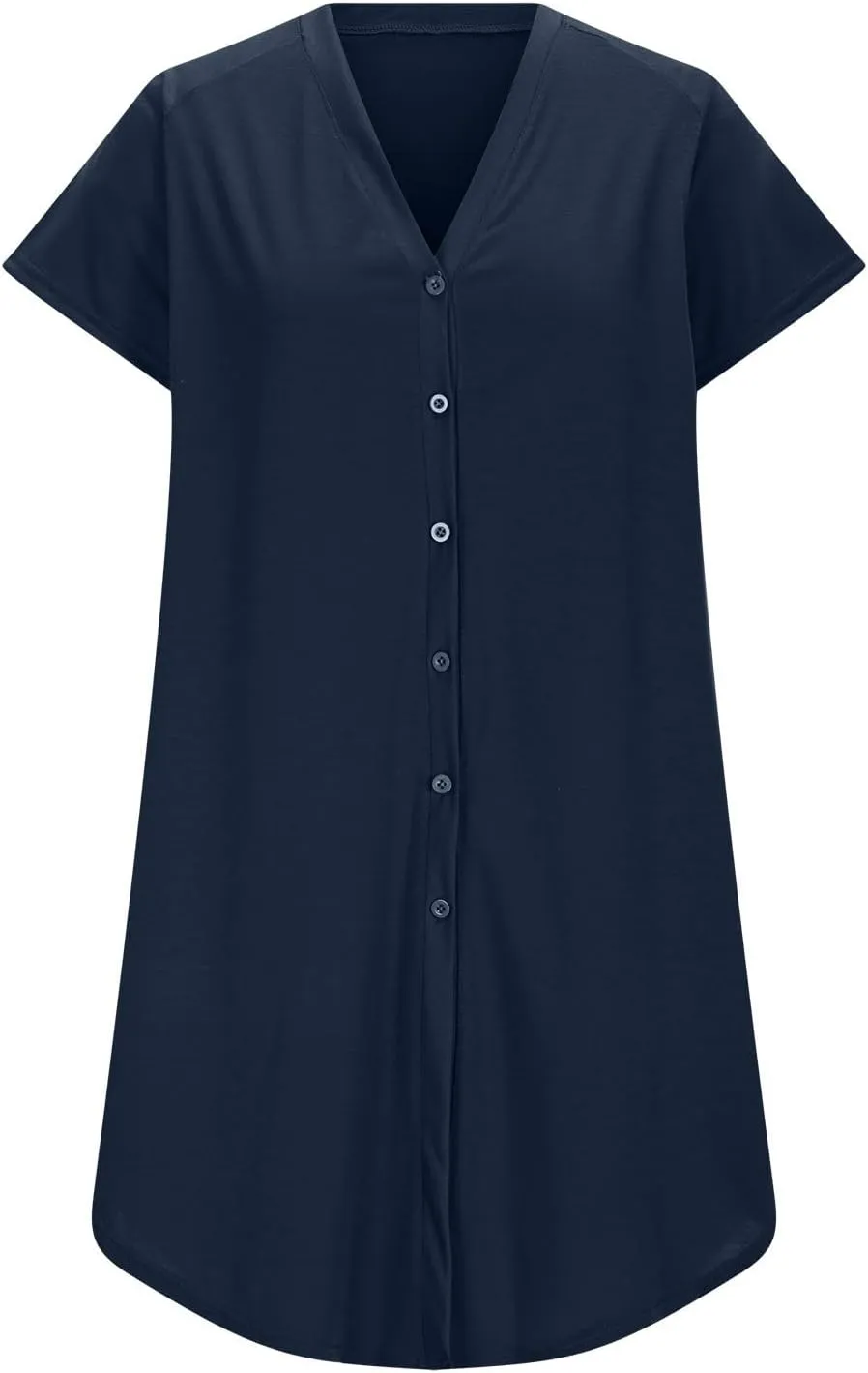 Lady's Casual Button Spring Summer Dress V Neck Solid Color Outwear Slimming Comfortable Trendy Women's Sundress