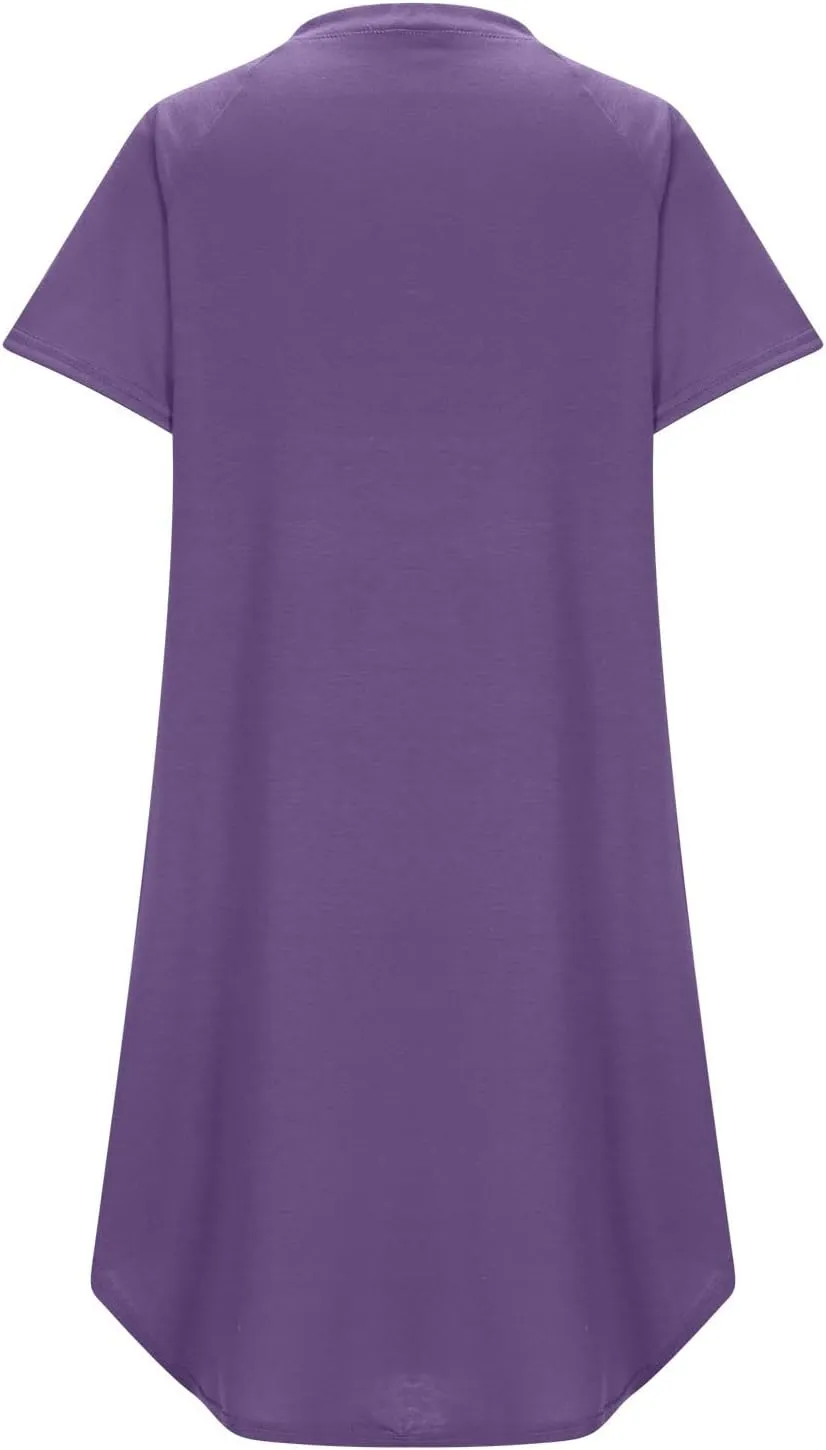 Lady's Casual Button Spring Summer Dress V Neck Solid Color Outwear Slimming Comfortable Trendy Women's Sundress