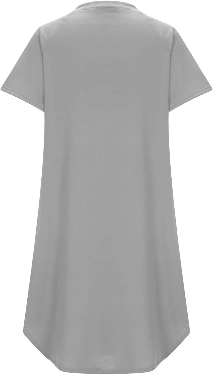 Lady's Casual Button Spring Summer Dress V Neck Solid Color Outwear Slimming Comfortable Trendy Women's Sundress