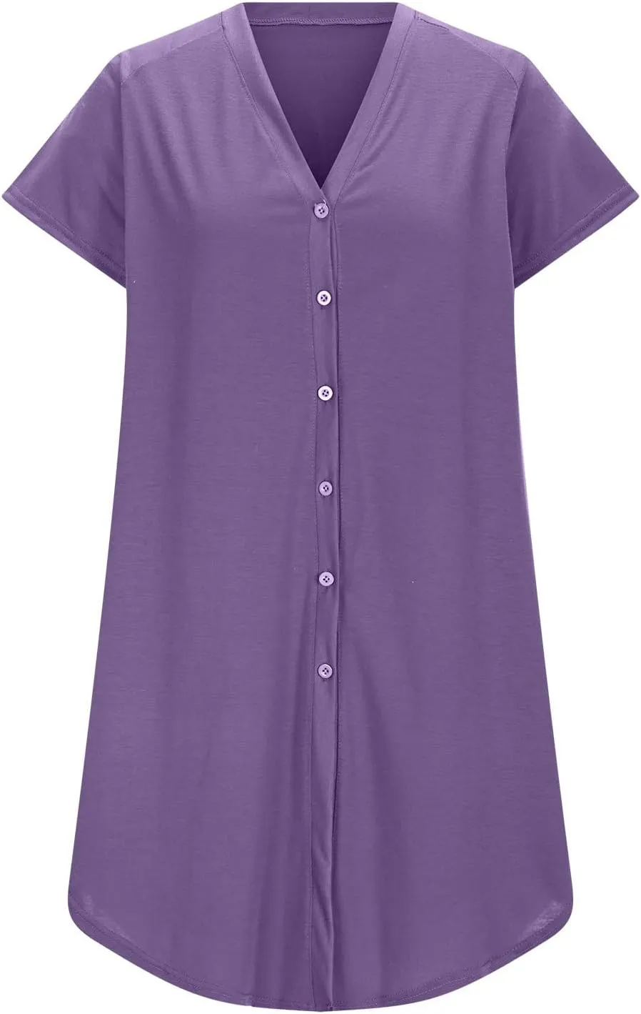 Lady's Casual Button Spring Summer Dress V Neck Solid Color Outwear Slimming Comfortable Trendy Women's Sundress
