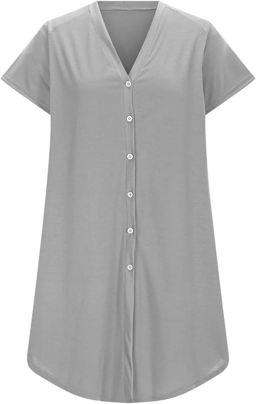 Lady's Casual Button Spring Summer Dress V Neck Solid Color Outwear Slimming Comfortable Trendy Women's Sundress