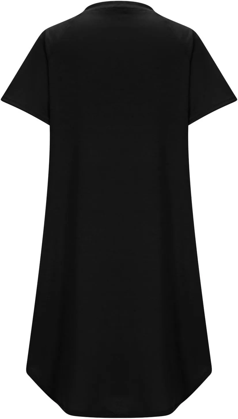 Lady's Casual Button Spring Summer Dress V Neck Solid Color Outwear Slimming Comfortable Trendy Women's Sundress