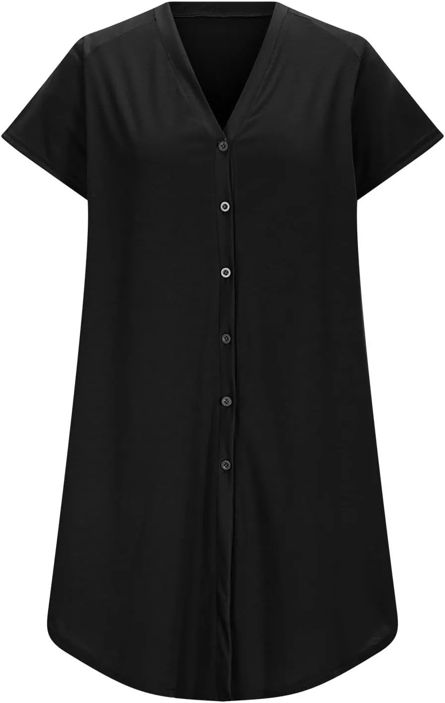 Lady's Casual Button Spring Summer Dress V Neck Solid Color Outwear Slimming Comfortable Trendy Women's Sundress