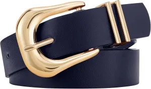 LEACOOLKEY Women's Fashion Leather Belt Ladies Casual Formal Waist Belts for Jeans Dress Pants
