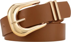 LEACOOLKEY Women's Fashion Leather Belt Ladies Casual Formal Waist Belts for Jeans Dress Pants