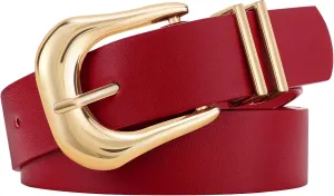 LEACOOLKEY Women's Fashion Leather Belt Ladies Casual Formal Waist Belts for Jeans Dress Pants