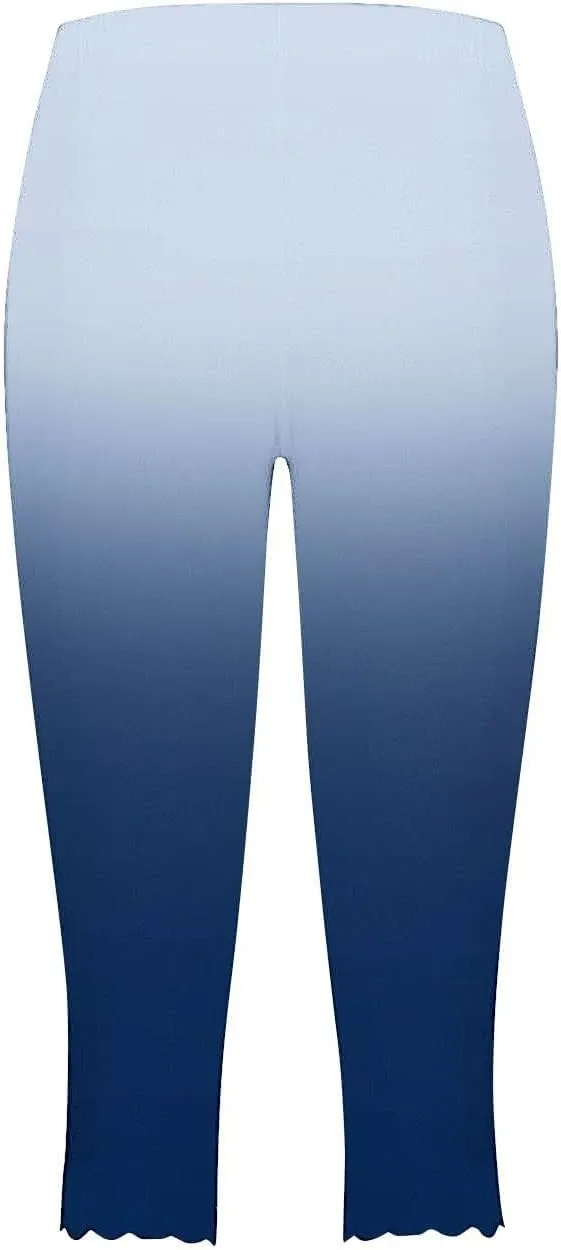 Leggings for Women Floral Print High Waist Pants Knee Length Slim Fit Yoga Cropped Trouser Yoga Comfy