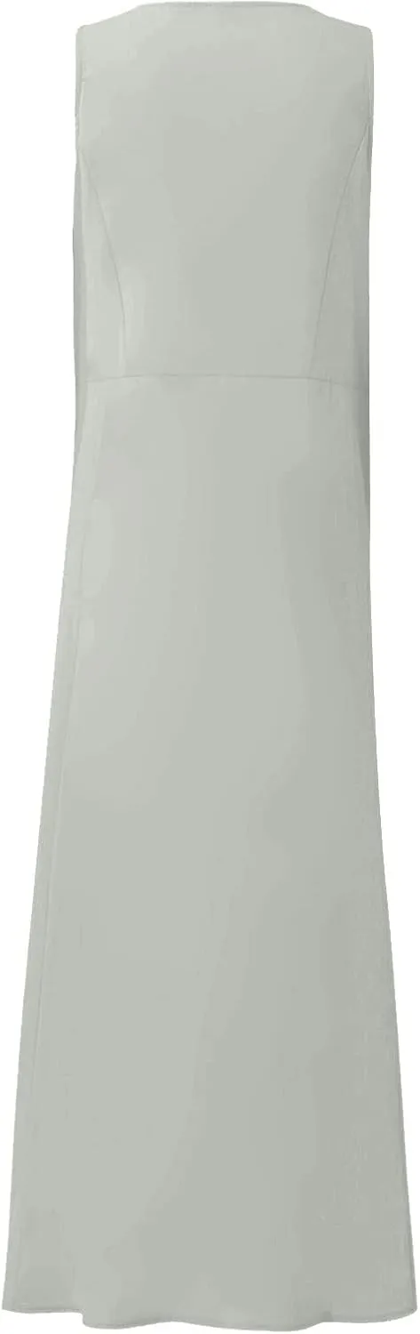 Linen Dresses for Women 2025 Vacation Plus Size Sleeveless Floral Maxi Dress Boho Tropical Beach Sundress with Pocket