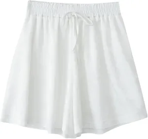 Linen Shorts for Women Elastic High Waisted Summer Running Shorts Lounge Lightweight Beach Vacation Pants