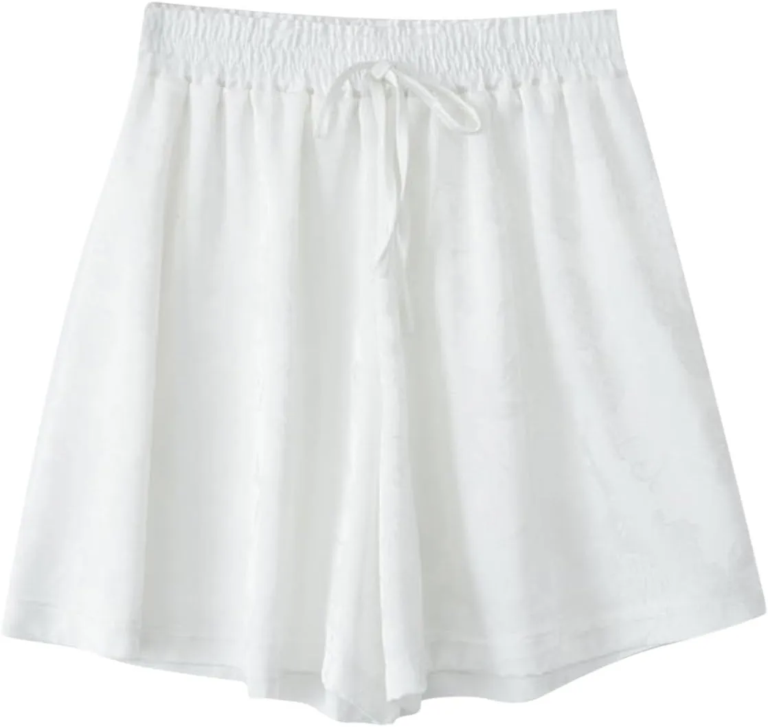 Linen Shorts for Women Elastic High Waisted Summer Running Shorts Lounge Lightweight Beach Vacation Pants