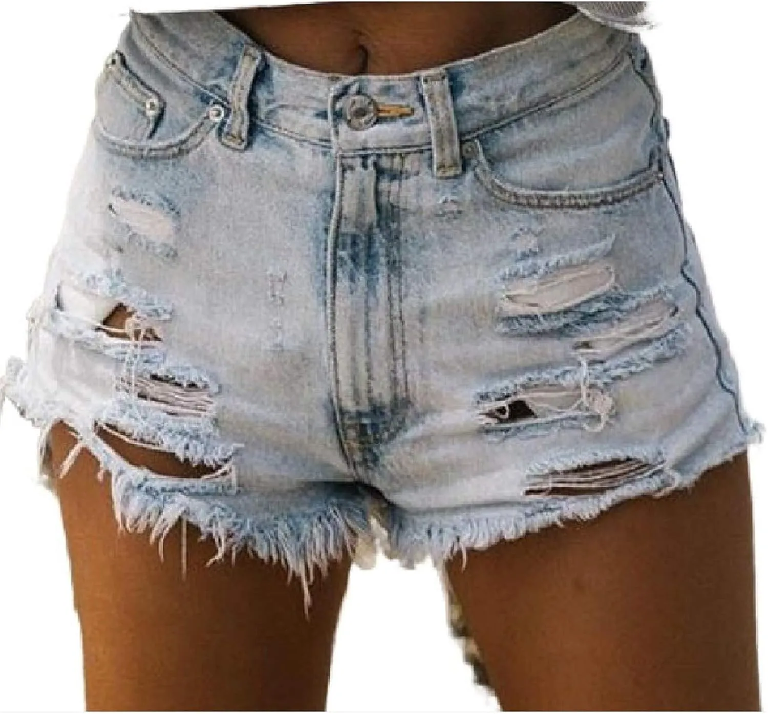 LIXIAO Women's High Waisted Ripped Stretchy Denim Hot Short Summer Jean Shorts Women Denim Shorts