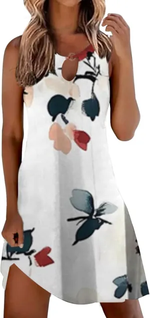 Long Sundresd Sun Dresses for Women 2025 Vacation Beach Casual Summer Sundresses Sleeveless Tank Short Boho Dress