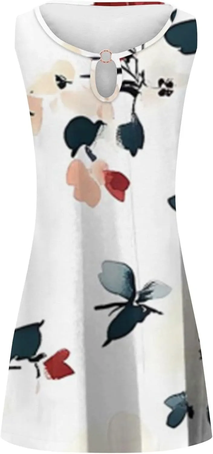 Long Sundresd Sun Dresses for Women 2025 Vacation Beach Casual Summer Sundresses Sleeveless Tank Short Boho Dress
