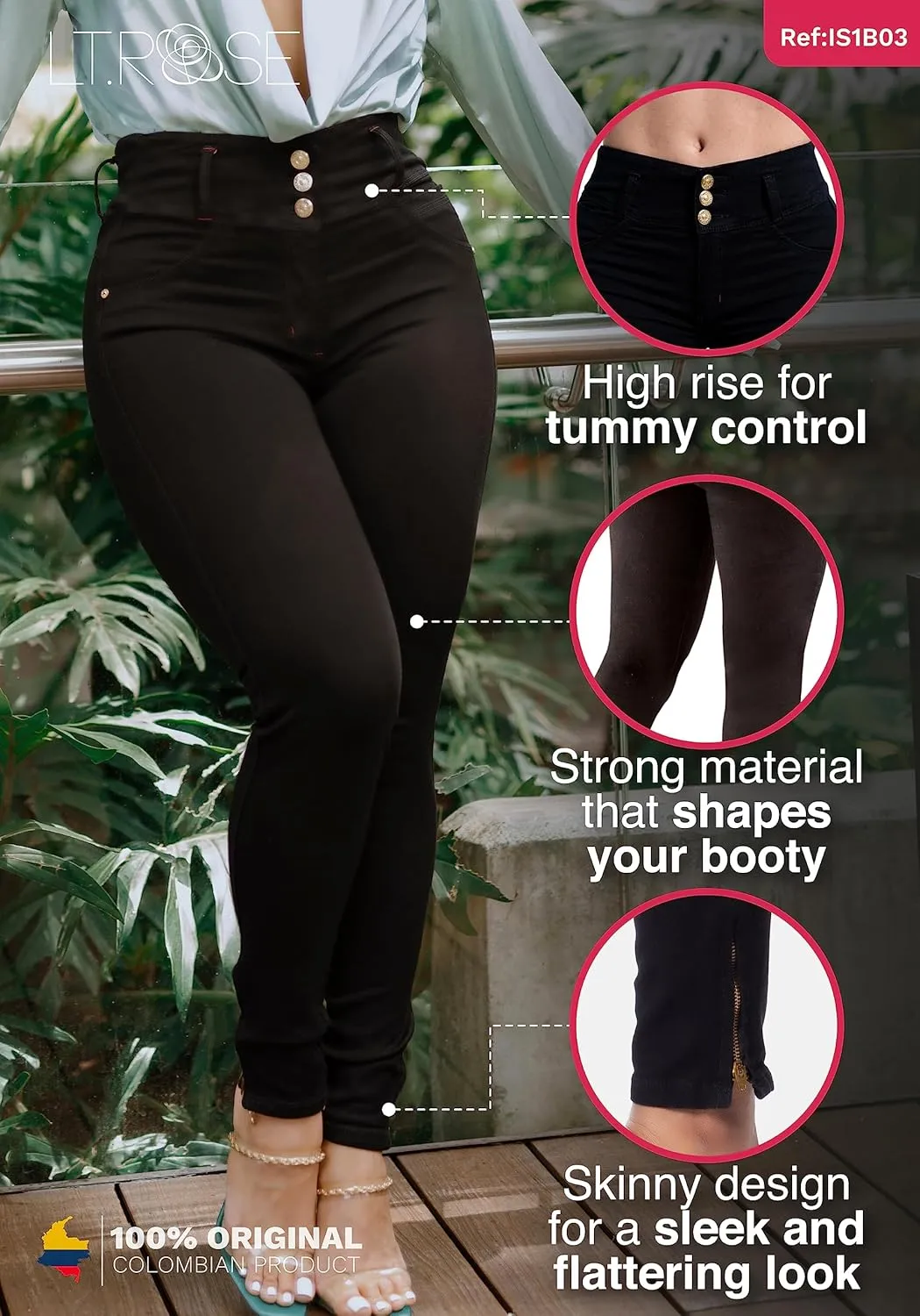 LT.ROSE High Waisted Colombian Jeans | Pantalones Colombianos Levanta Cola | Butt Lifting Jeans for Women