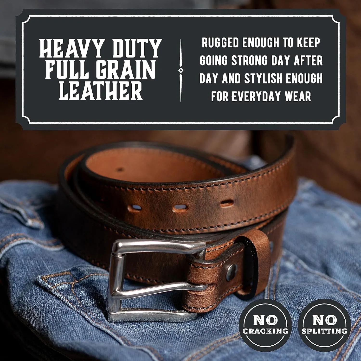 Made in USA - Full Grain Leather Belt For Men | The Icon | 1 1/4" Men's Leather Belt