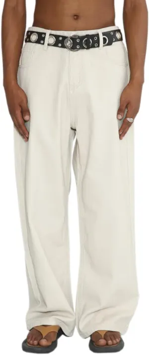 Men High Waist Solid Color Relaxed Fit Jeans Casual Stretch Straight Wide Leg Jeans