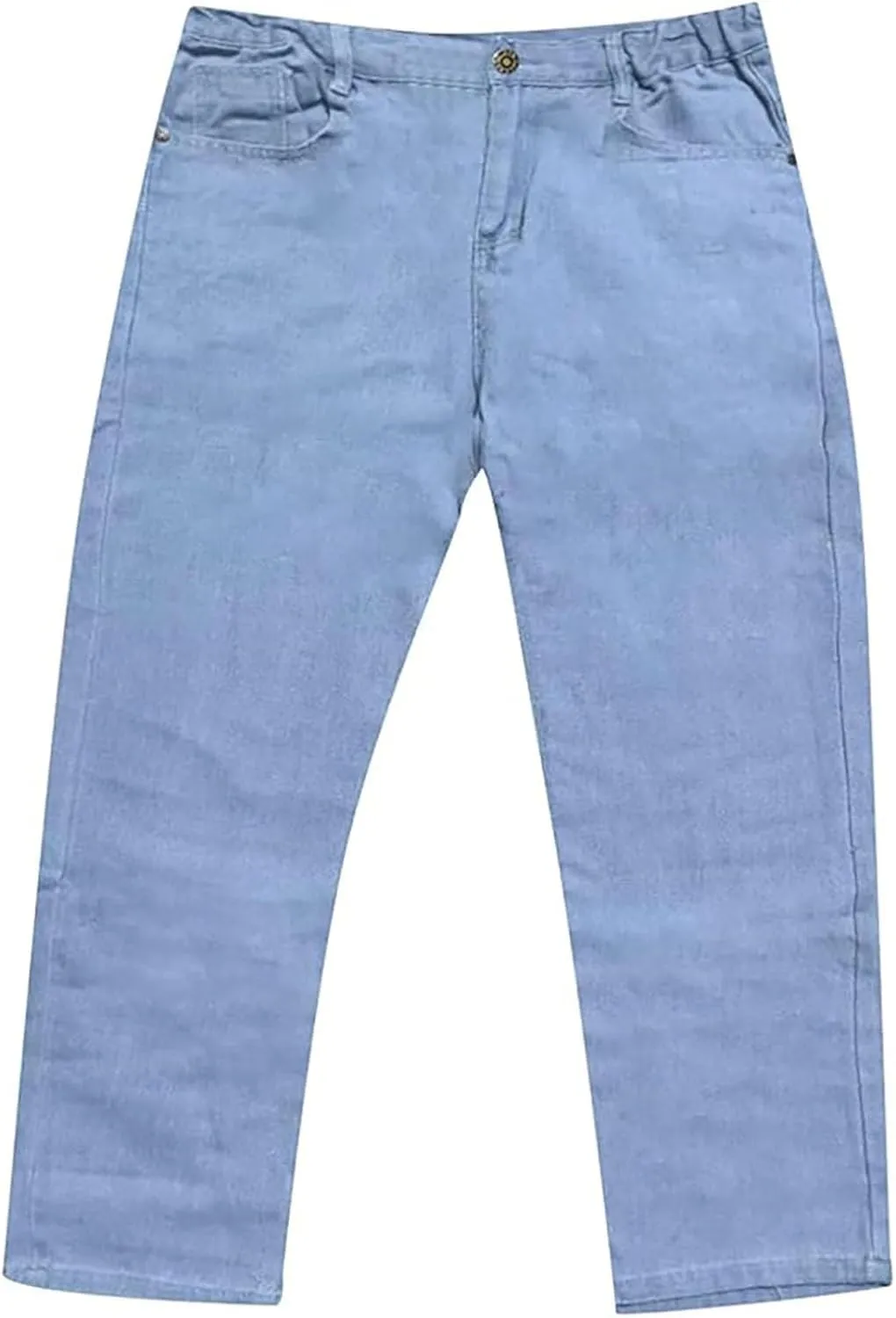 Men Plus Size Jeans Classic Basic Plain Relaxed Fit Denim Pants Open Bottom Summer Casual Straight Leg Baggy Trousers