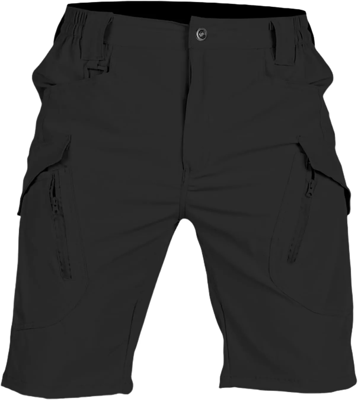 Men Tactical Cargo Shorts Quick Dry Lightweight Stretch Multi Pockets, Breathable Solid Color Elastic Waist