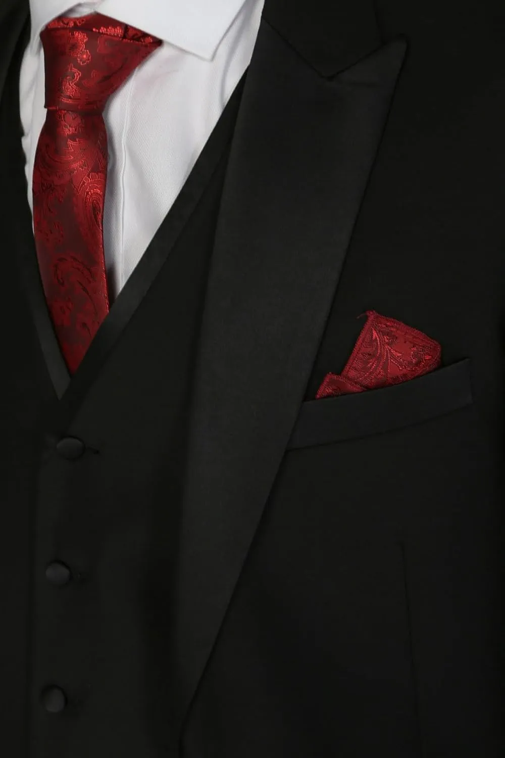 Mens Boys Tuxedo Black Suit Formal Tailored Fit 3 Piece Set, Wedding Birthday Dinner Party Father and Son Set