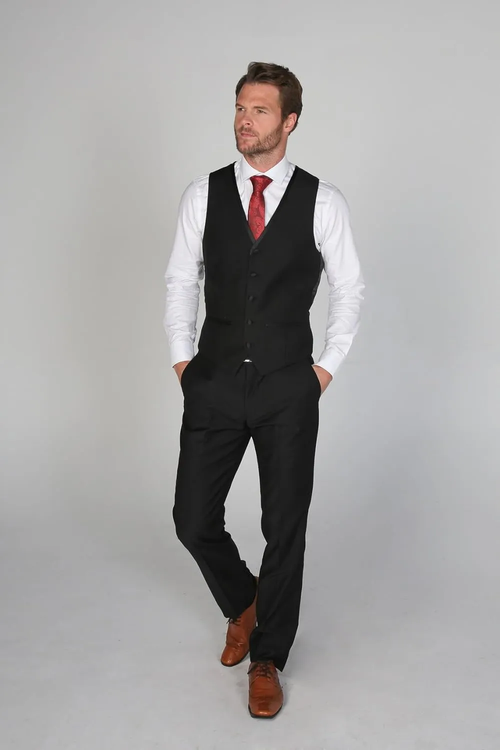 Mens Boys Tuxedo Black Suit Formal Tailored Fit 3 Piece Set, Wedding Birthday Dinner Party Father and Son Set