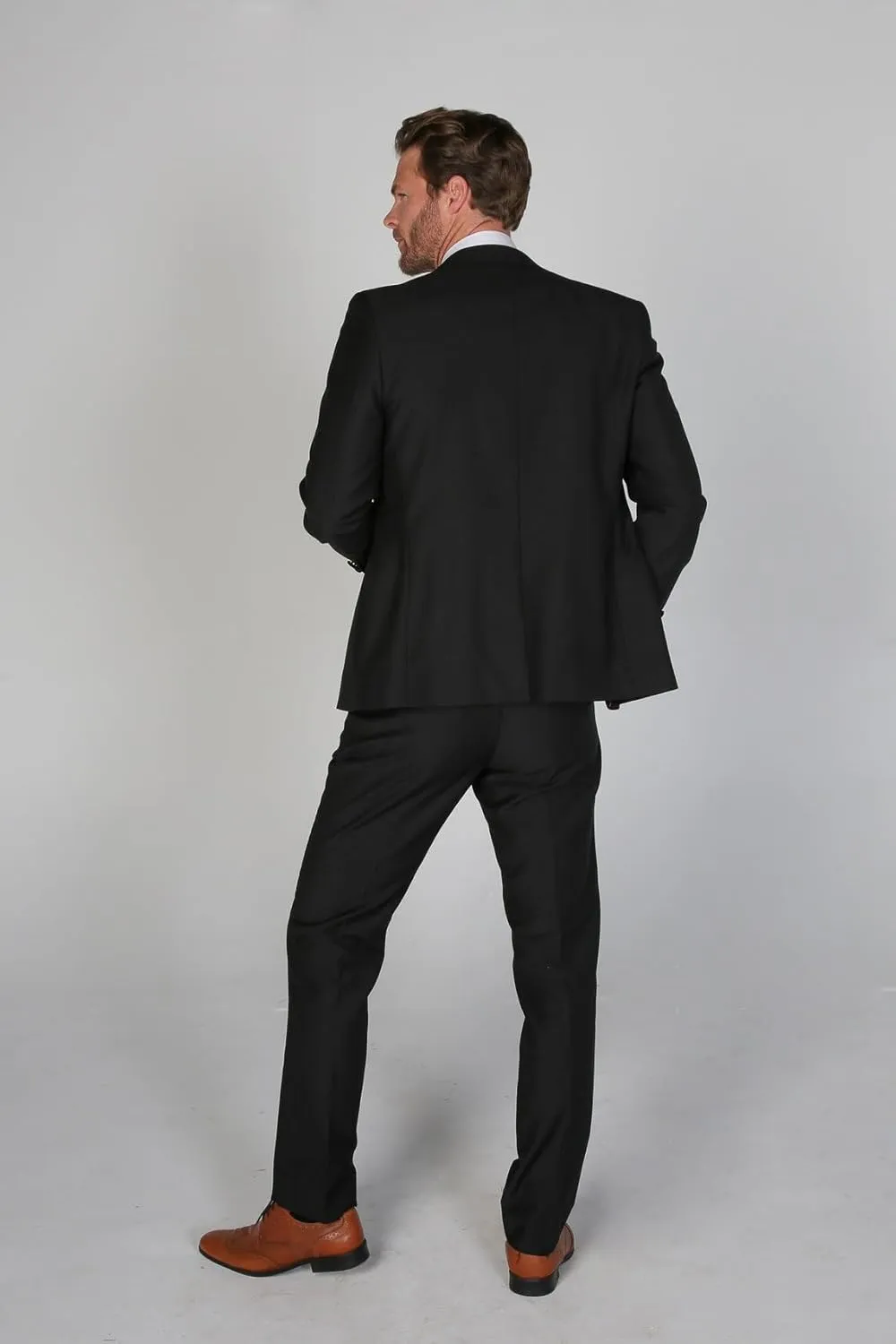 Mens Boys Tuxedo Black Suit Formal Tailored Fit 3 Piece Set, Wedding Birthday Dinner Party Father and Son Set