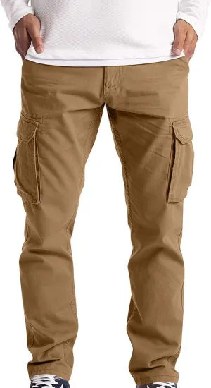 Mens Cargo Pants Relaxed Fit Stretch Straight Leg Cargo Jeans Plus Size Lightweight Casual Hiking Pants with Pockets