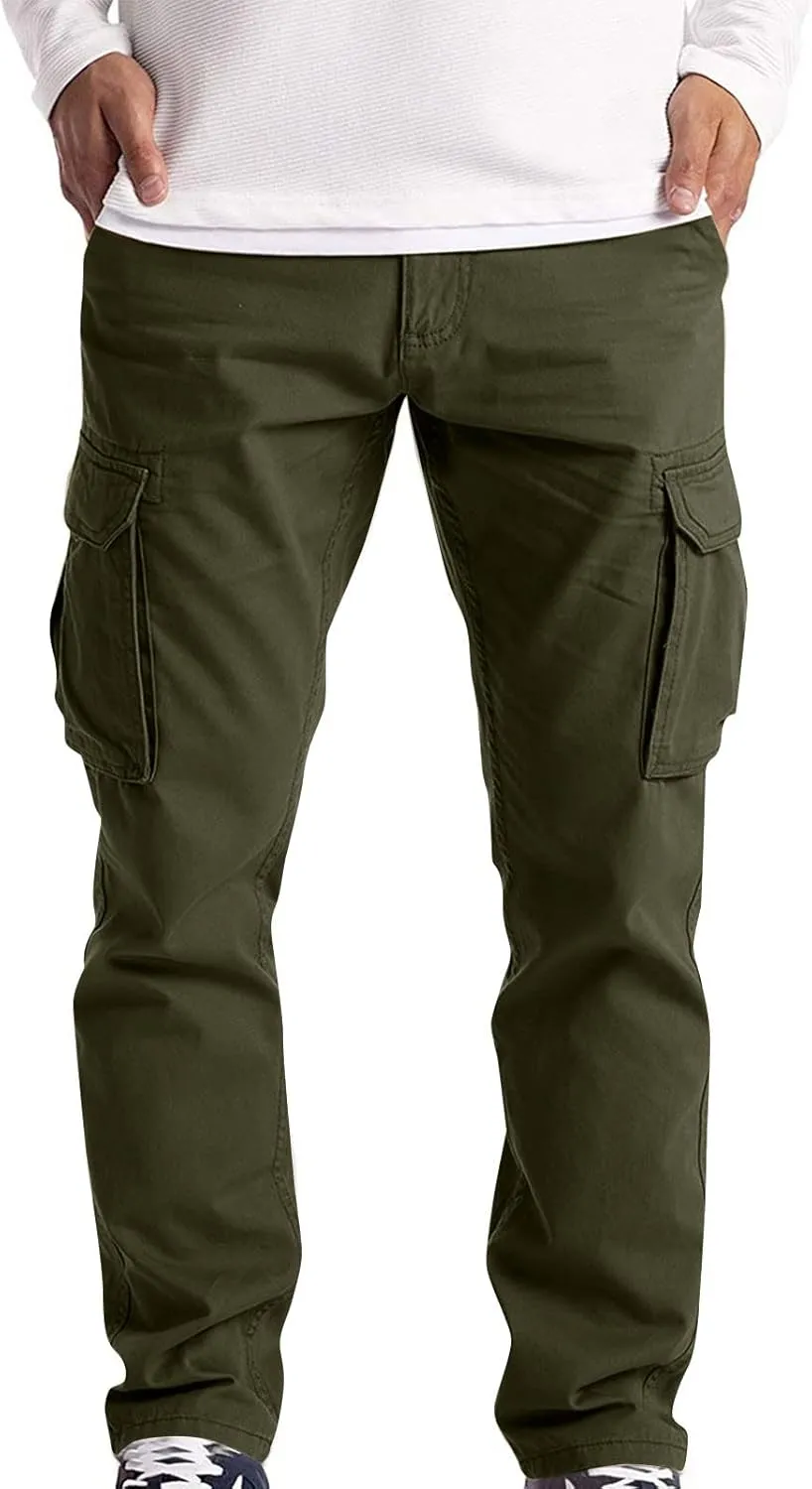 Mens Cargo Pants Relaxed Fit Stretch Straight Leg Cargo Jeans Plus Size Lightweight Casual Hiking Pants with Pockets