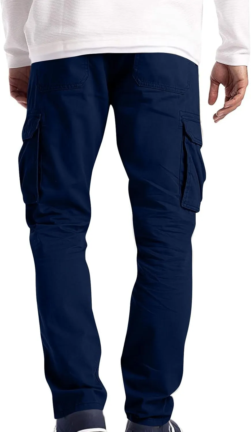 Mens Cargo Pants Relaxed Fit Stretch Straight Leg Cargo Jeans Plus Size Lightweight Casual Hiking Pants with Pockets