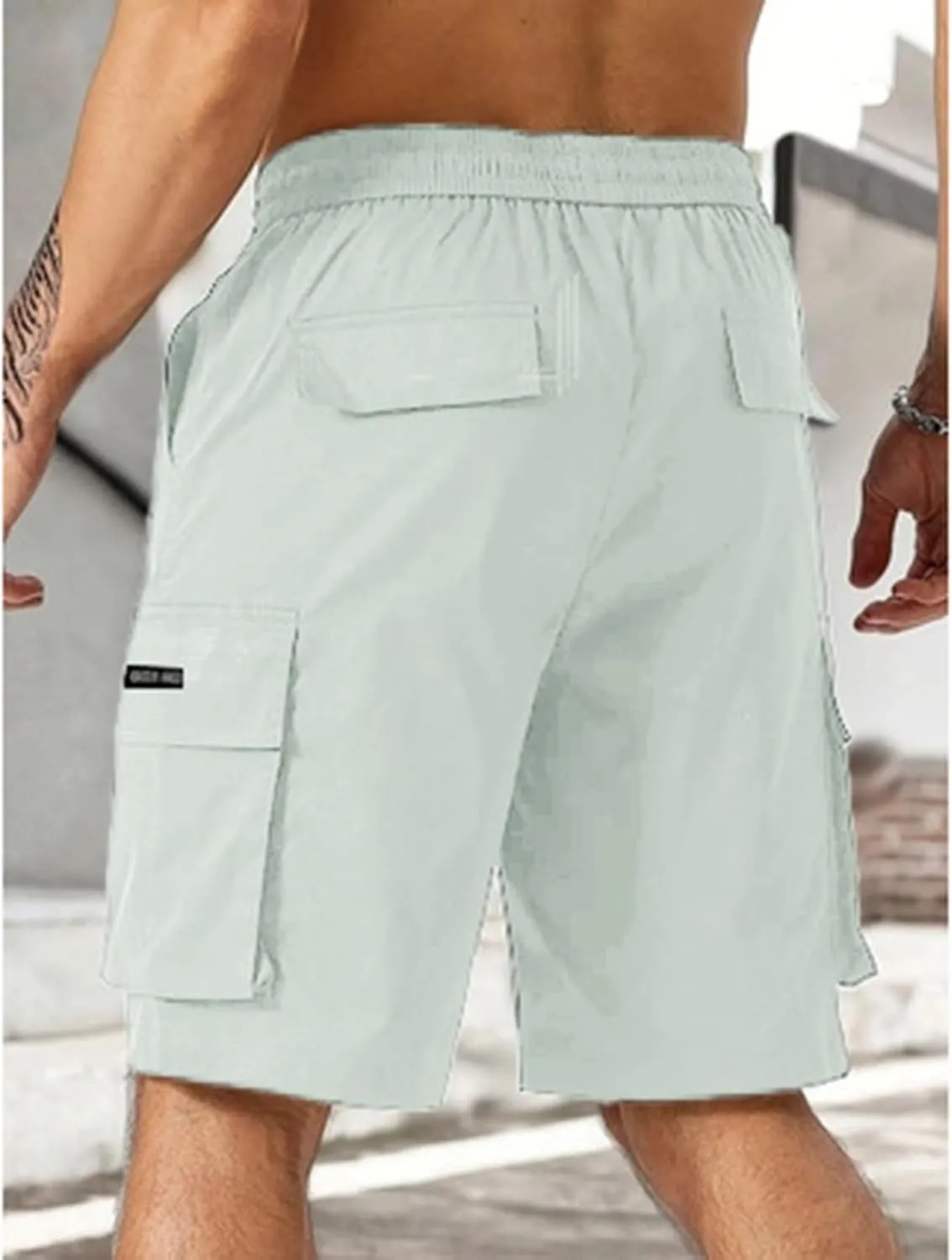 Men's Cargo Shorts Stretch Drawstring Hiking Work Pants Summer Lightweight Classic Multi Pockets Tactical Short Pants