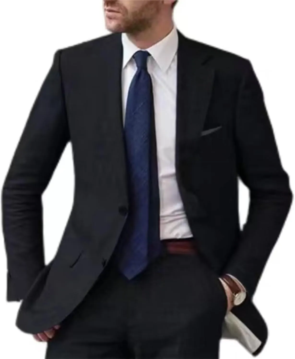 Mens Casual Linen Tailored Beach Wedding Slim Fit Tuxedo Suit Blazer Business Blazer Pants Men's Summer 2 Piece Suit Set