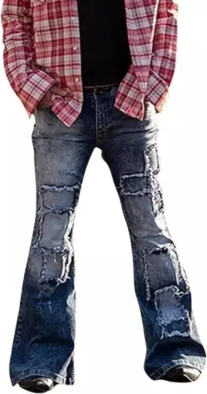 Men's Classic Disco Retro Flared Denim Pants Vintage Relaxed Bell Bottom Jeans 60s 70s Stretch Jean Trousers