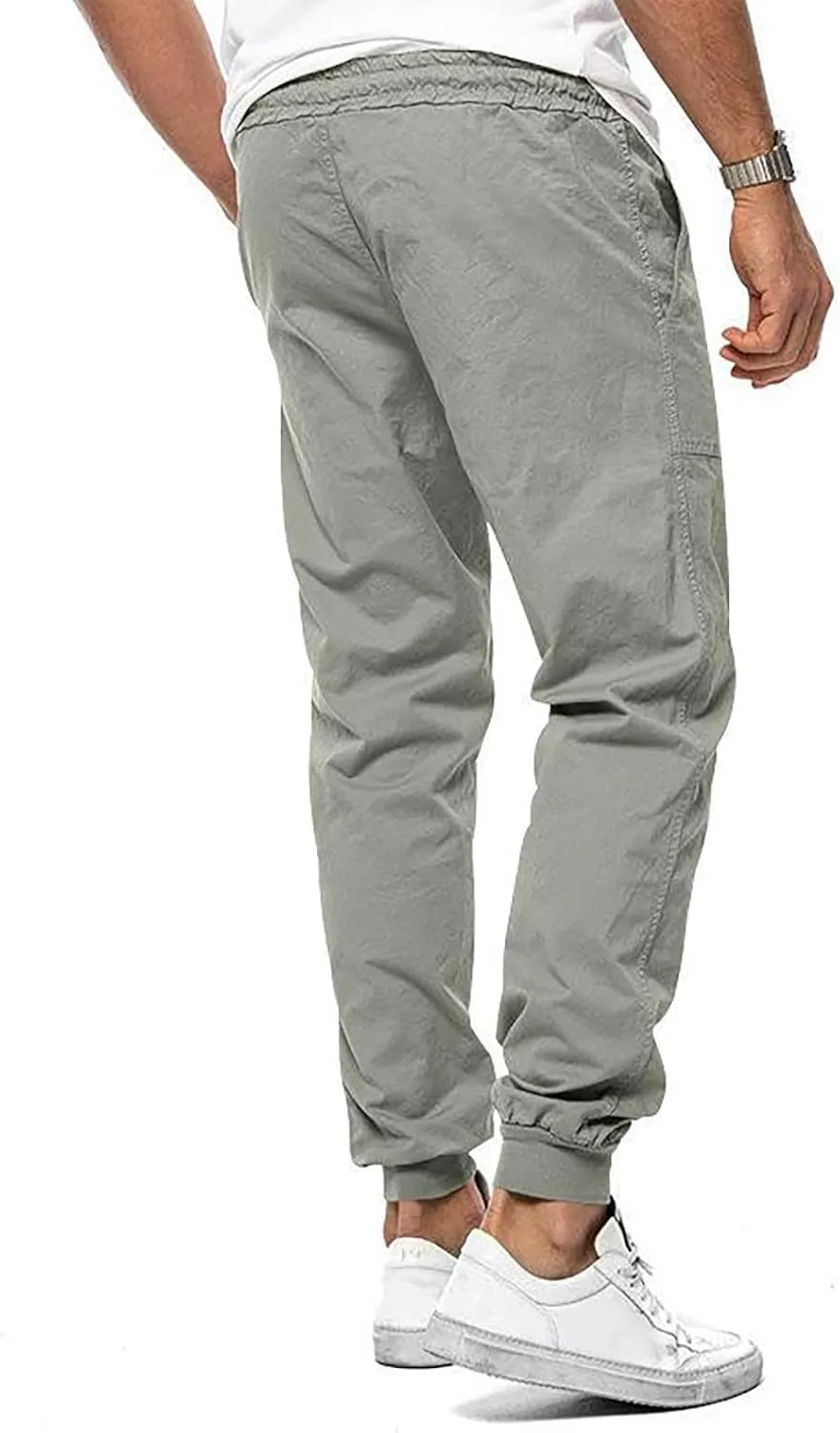 Mens Cotton Running Pants Slim Fit Elasticated Cuffed Drawstrinig Gym Workout Athletic Track Pants Jogger Sweatpants
