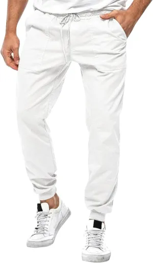 Mens Cotton Running Pants Slim Fit Elasticated Cuffed Drawstrinig Gym Workout Athletic Track Pants Jogger Sweatpants