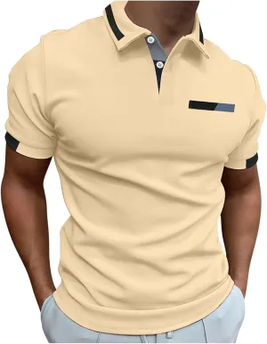 Mens Henley Shirts 2024 Summer Casual Short Sleeve Quarter Buttons V Neck Lapel Stretch Tshirt Tops for Golf