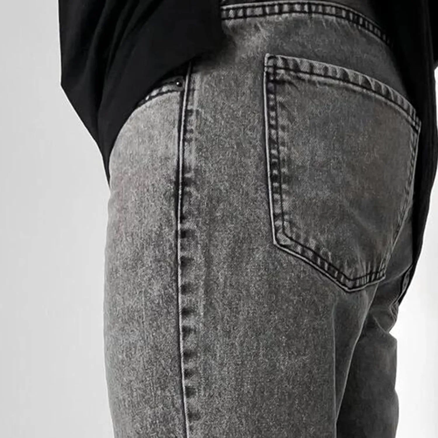 Men's High Waist Loose Jeans Stretch Baggy Straight Leg Denim Utility Work Pants Relaxed Fit Slacks Wide Leg Trousers