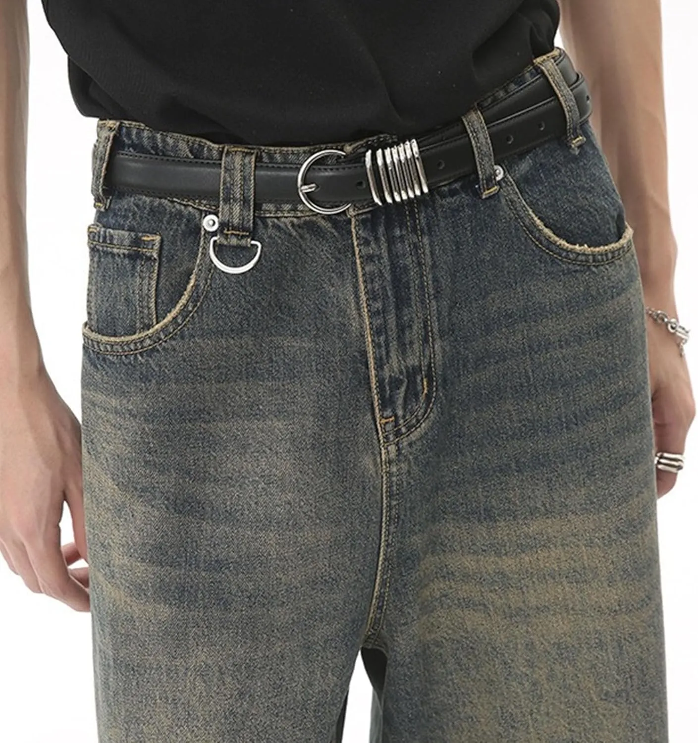Mens Loose Fit Y2K Skateboard Denim Pants Relaxed Hip Hop Jeans Vintage Baggy Straight Leg Jeans
