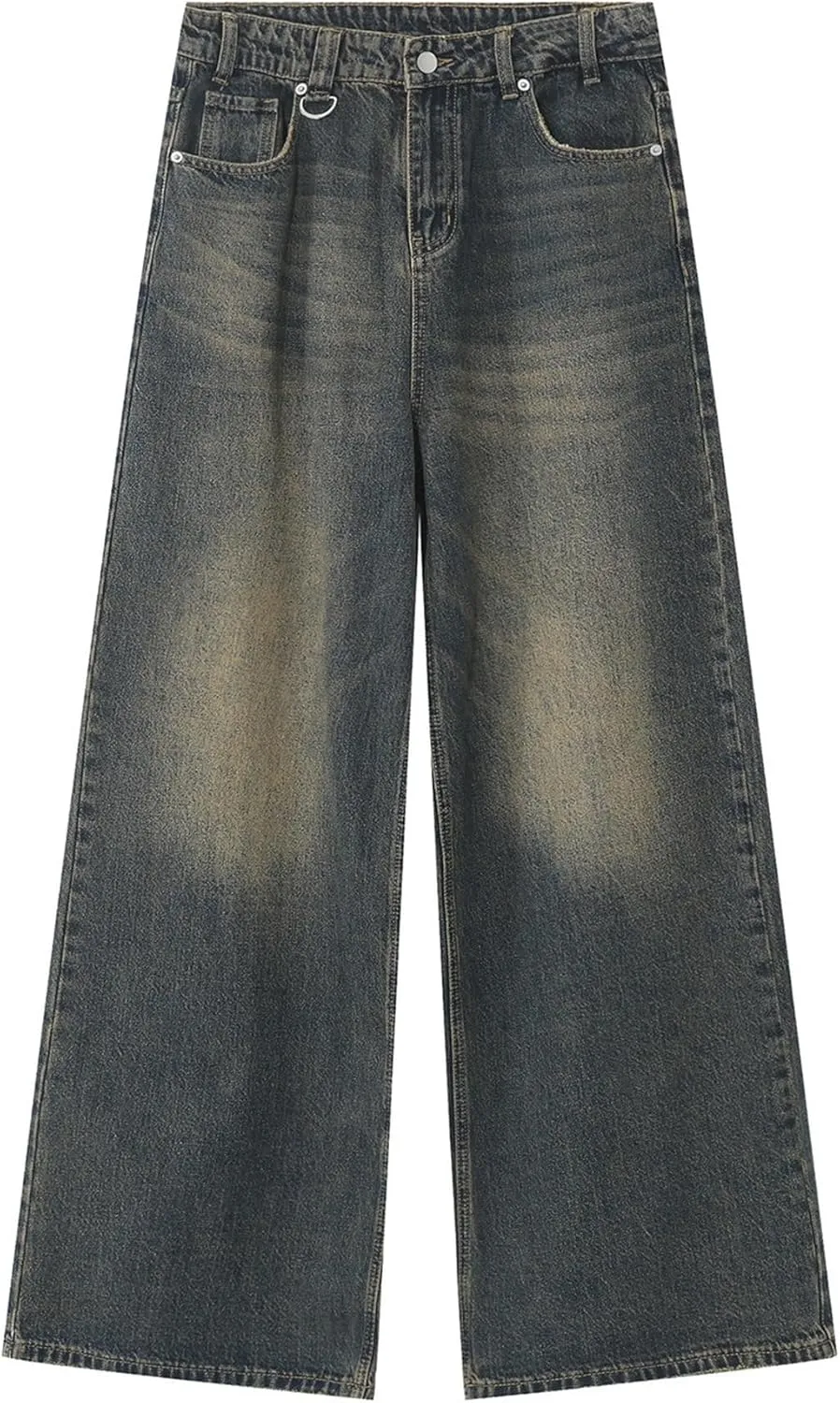 Mens Loose Fit Y2K Skateboard Denim Pants Relaxed Hip Hop Jeans Vintage Baggy Straight Leg Jeans