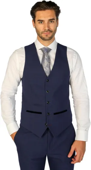 Mens Navy Blue 3 Piece Check Suit Sold Separately  Wedding Business Tailored Fit Set
