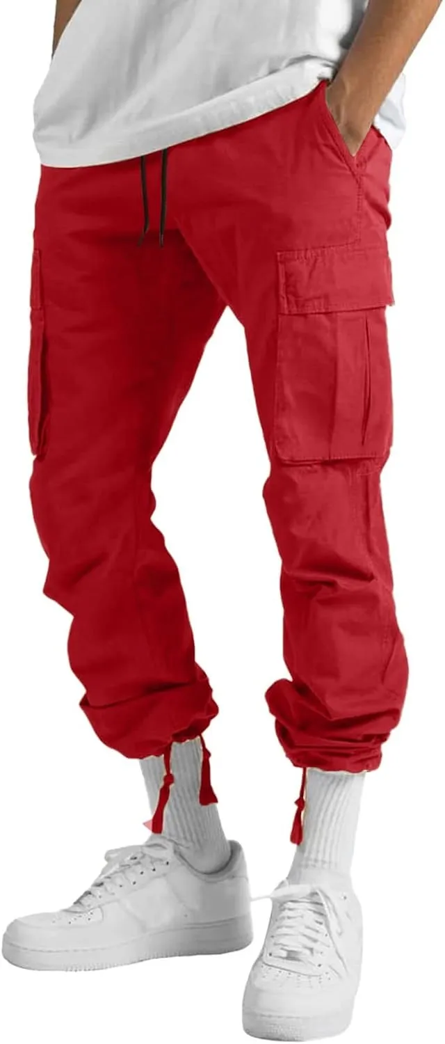 Men's Outdoor Cargo Pants Lightweight Relaxed Fit Tactical Hiking Jogger Classic Multi Pockets Fashion Trousers