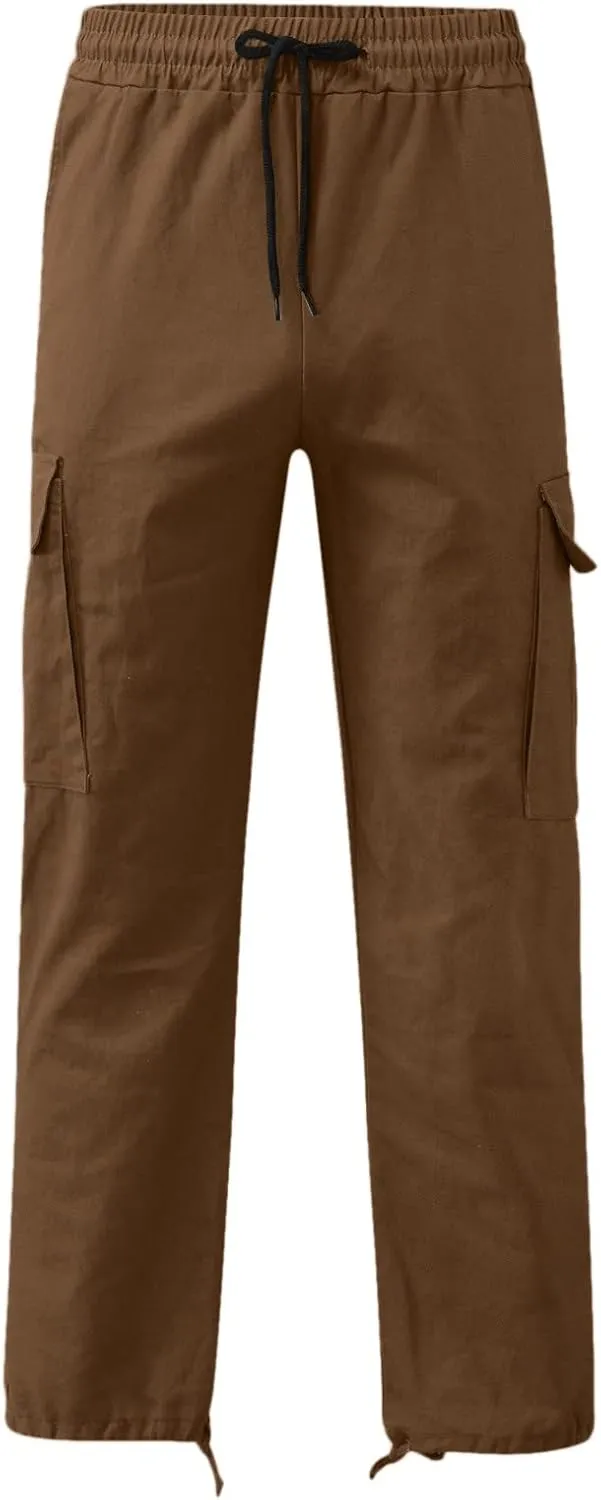 Men's Outdoor Cargo Pants Lightweight Relaxed Fit Tactical Hiking Jogger Classic Multi Pockets Fashion Trousers