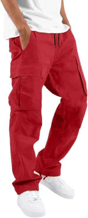 Men's Outdoor Cargo Pants Lightweight Relaxed Fit Tactical Hiking Jogger Classic Multi Pockets Fashion Trousers