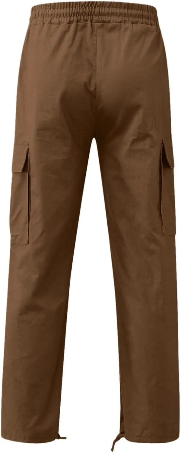 Men's Outdoor Cargo Pants Lightweight Relaxed Fit Tactical Hiking Jogger Classic Multi Pockets Fashion Trousers
